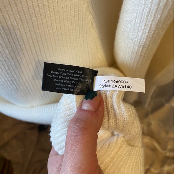 Soft & Cozy Ivory Cream Boston Proper Turtleneck Balloon Sleeve Sweater Dress - Picture 12 of 13